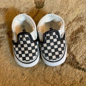 Checkered Vans crib shoes, size 1